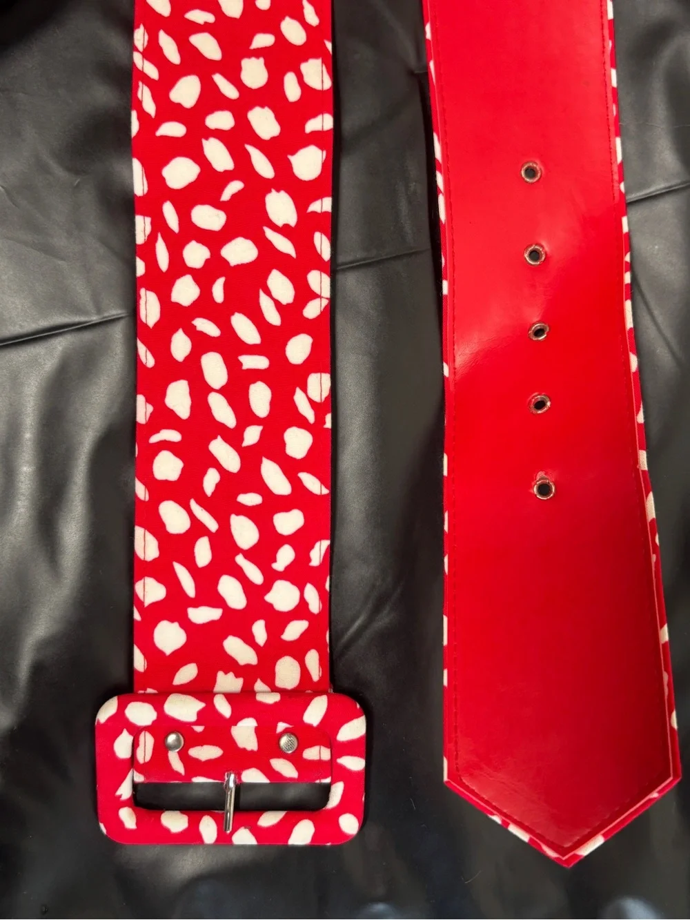 Red and White Spot Buckle Belt